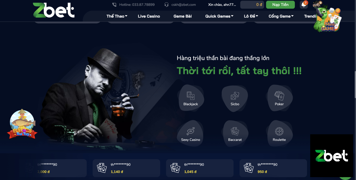 GAME BÀI ZBET - CASINO ZBET - NHÀ CÁI ZBET