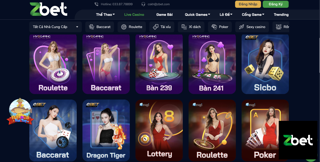 LIVE CASINO ZBET - CASINO ZBET - NHÀ CÁI ZBET